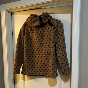 LOFT Brown and Black Polka Dot jacket Small C065 fuzzy